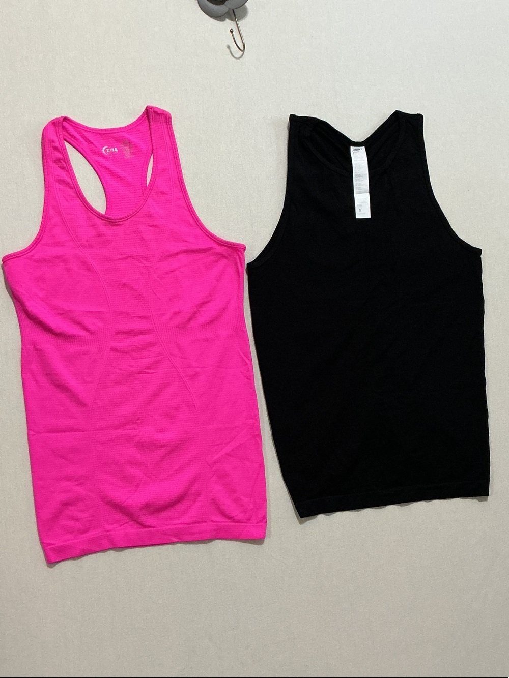ZYIA and Fabletics Racerback Tank Duo in Hot Pink and Black